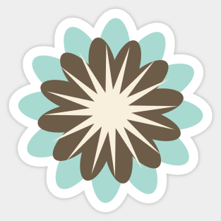 Retro Flower in Light Blue, Brown and Cream Sticker